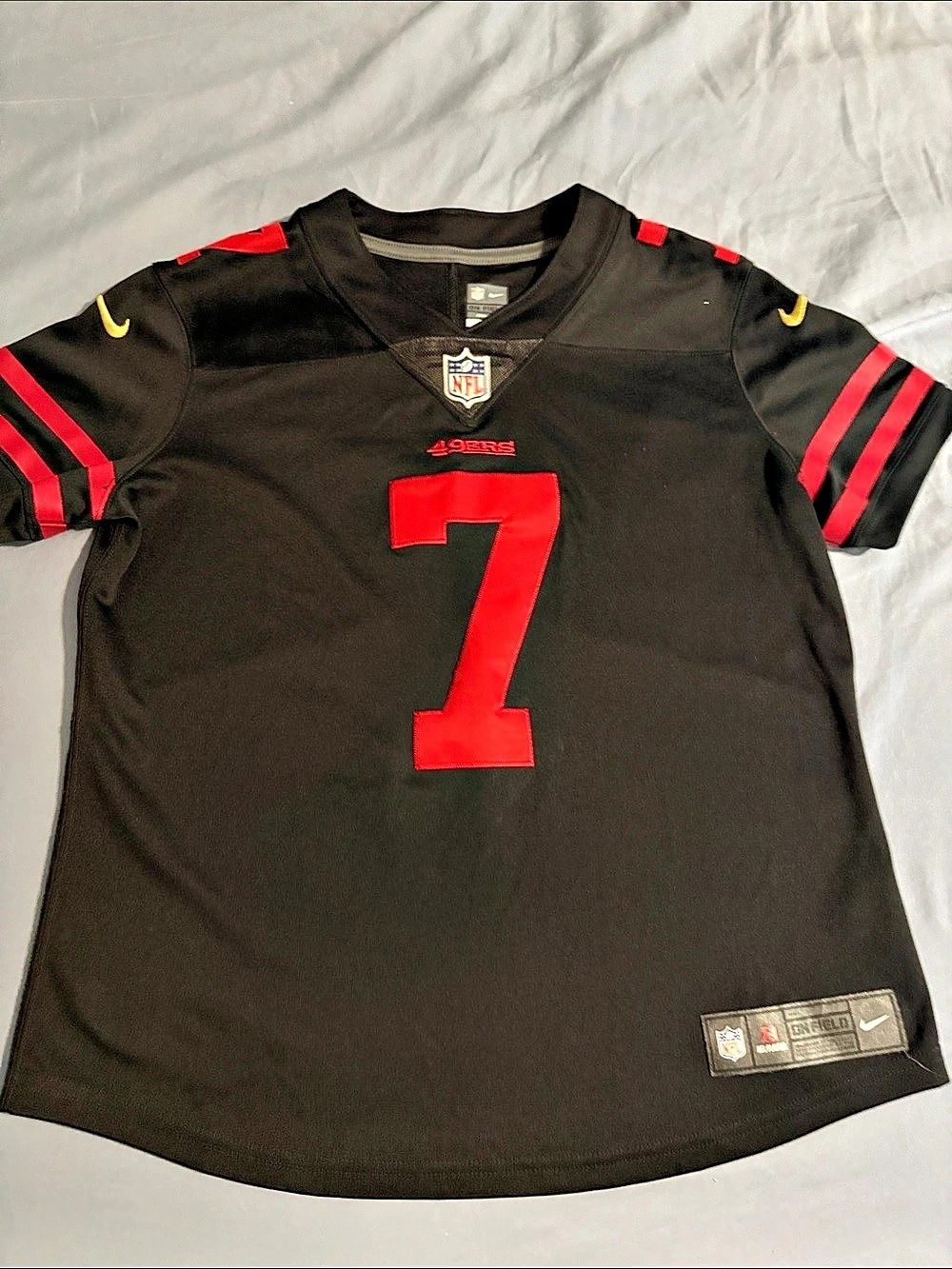 Nike Colin Kaepernick #7 On Field Dri-FIT Jersey Black & Red Medium